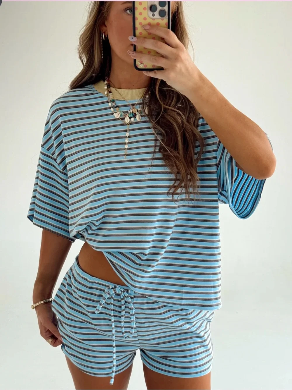Bailey rose blue and White Striped Lounge Set